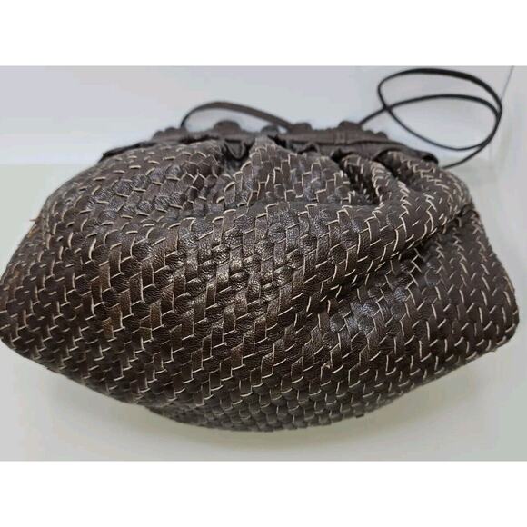 Fendi Shoulder Bag Brown Leather Vintage Braided Pochette Mini Draws 7x5 - Picture 11 of 16